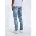thumbnail image 6 of Crysp Denim Men's Groza Paneled Stitching Distressed Rips Skinny Fit Jeans (42, Washed Blue), 6 of 7