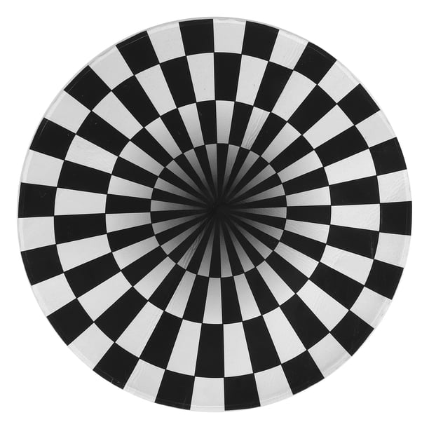 Alfombra redonda antideslizante con diseño de cuadrícula blanca y negra para el hogar, sala de estar y dormitorio (60 cm)