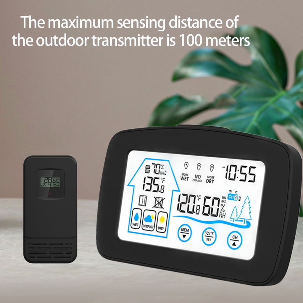 Indoor OutdoorW1re1essTemperature Humidity Sensors Color Display Weather Station