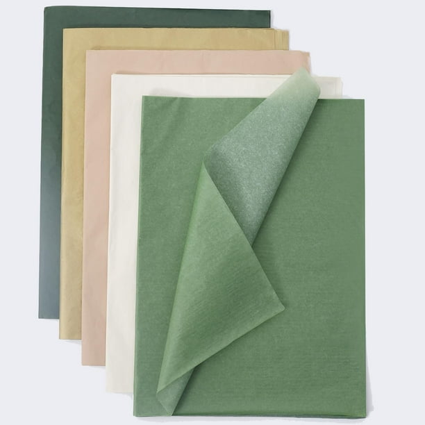 Papel de seda TINYFUTURE, 100 hojas, verde y dorado, 35 cm x 50 cm