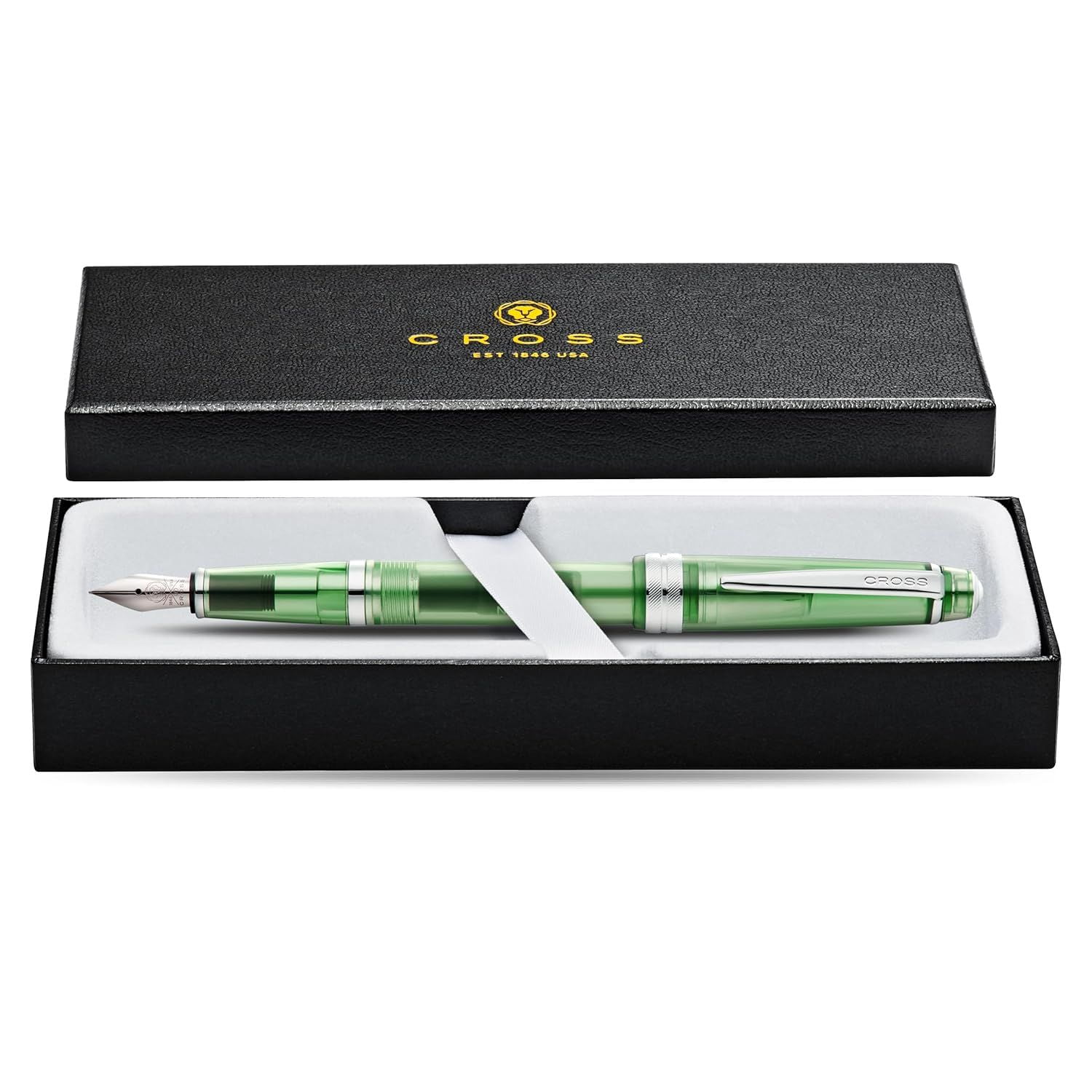 Cross Bailey Light Translucent Green Resin with Bright Chrome Internal Mechanism and Chrome-plated Appointments Extra-Fine Nib Fountain Pen