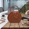 thumbnail image 2 of ZhangC Mini Ruched Puffy Clutch Handbag for Women, 7.9 Inch Small Zipper Wallet Crossbody Purse with Round Top Handle, Casual Evening Phone Card Bag, Shopping and Daily Use, Brown, 2 of 6