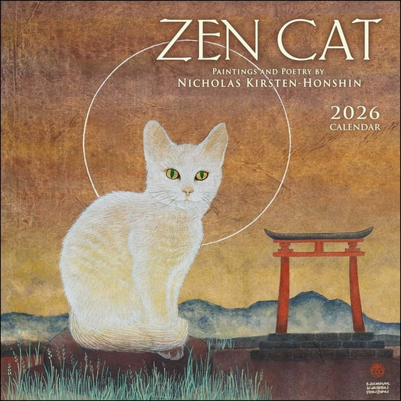 Zen Cat 2026 Wall Calendar: Paintings and Poetry by Nicholas Kirsten-Honshin, (Paperback)