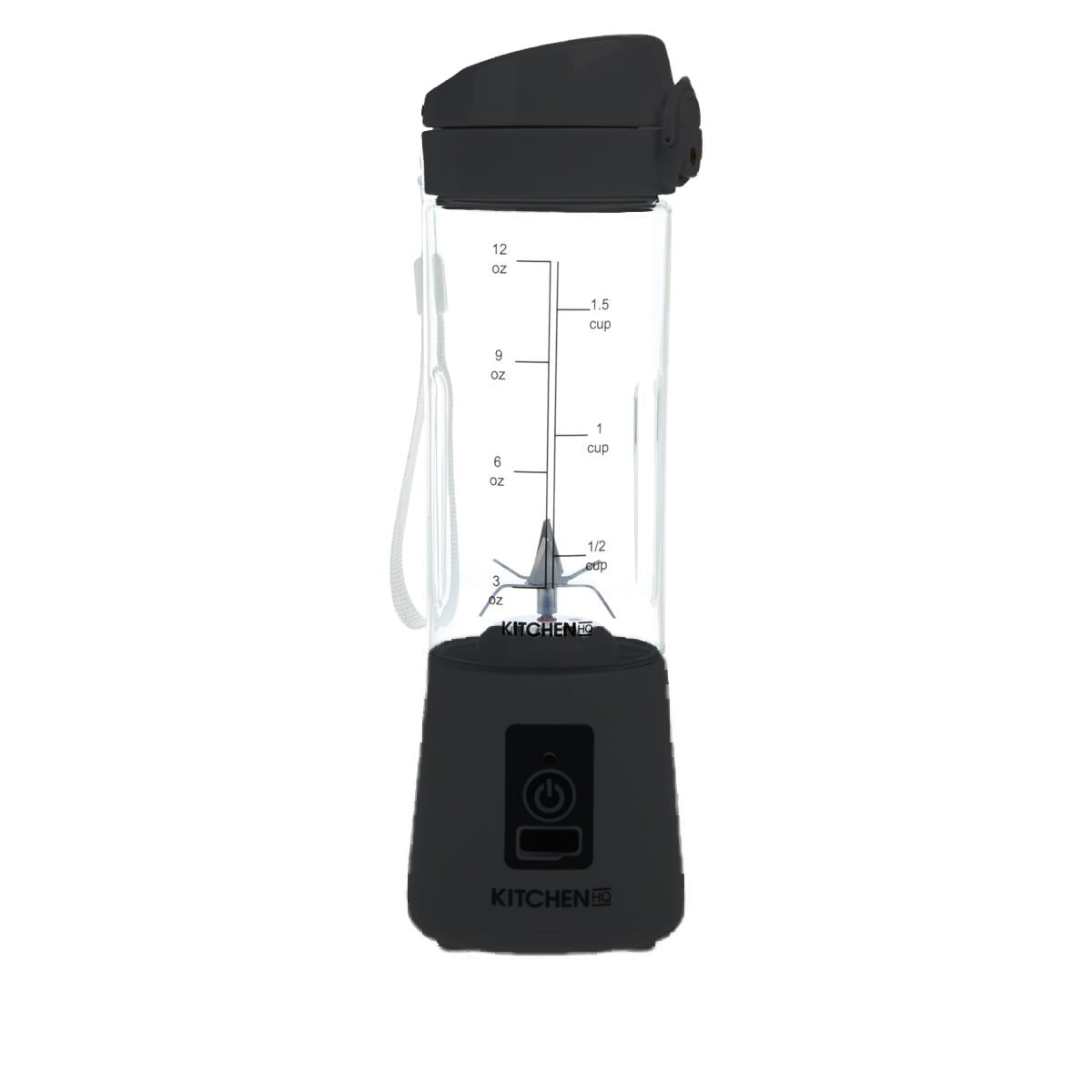Restored Kitchen HQ Portable Blender with USB and 12 oz Jar Black (Refurbished)