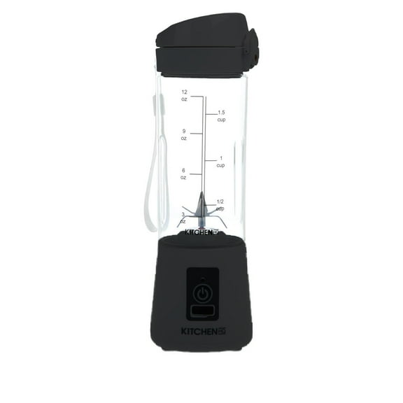 Restored Kitchen HQ Portable Blender with USB and 12 oz Jar Black (Refurbished)