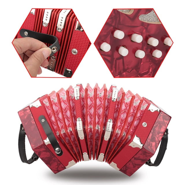 Button Accordion,Professional 20 Buttons Accordion Concertina Button Accordion Versatile Functionality