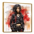 thumbnail image 2 of Designart "Rebellion Portrait of Punk Woman in Black and Red II" Fashion Framed Wall Art - Modern Black Fashion Illustration Bedroom Framed Canvas Wall Art, 2 of 6