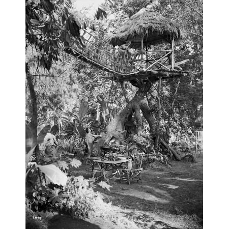 - Johnny Weissmuller sitting on a Hanging Bridge in a Movie Scene Photo Print