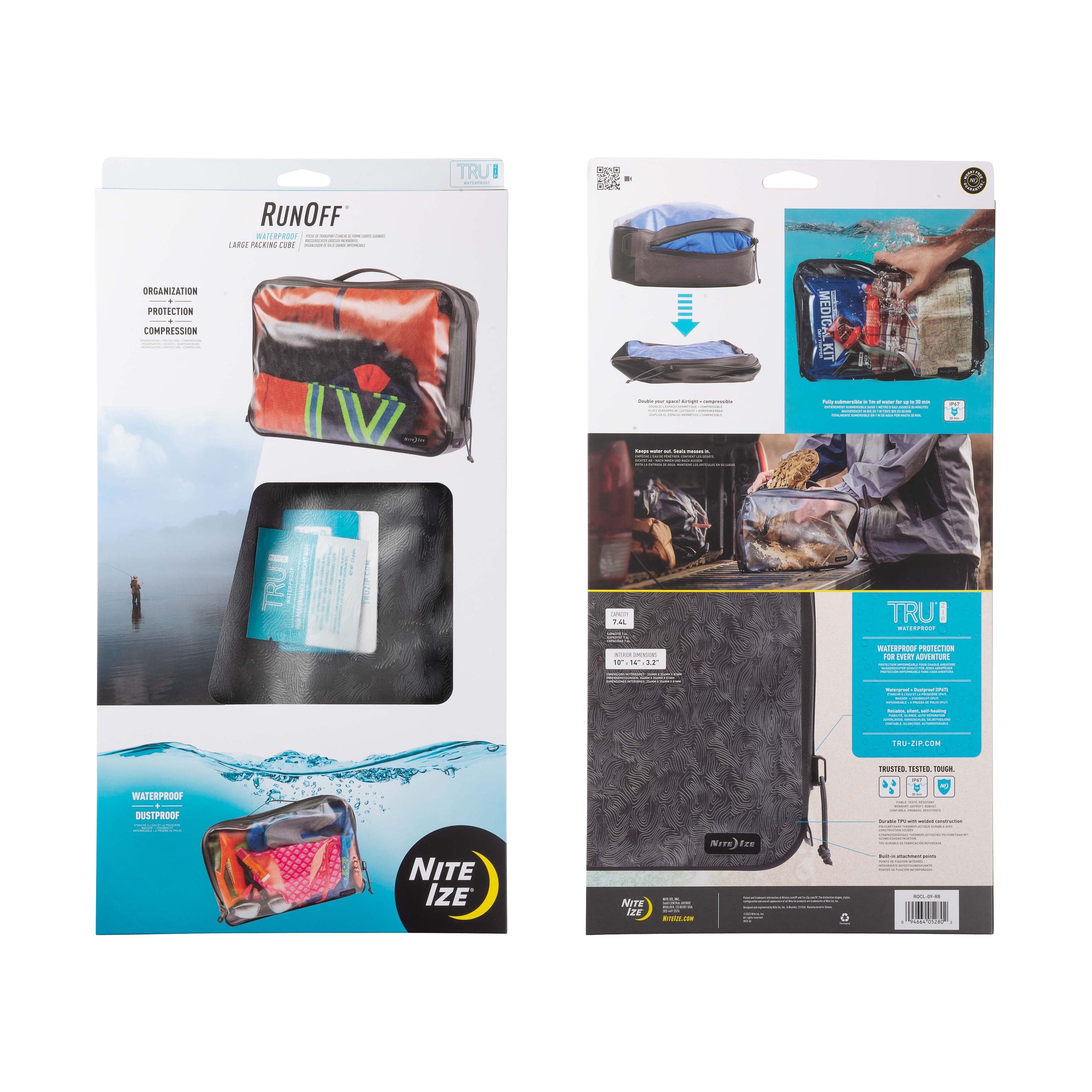 Nite Ize Runoff Waterproof Packing Cube, Size Large, Compressible Waterproof Travel Bag. Tough Trusted Protection for Water Sports and Adventure Travel
