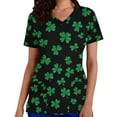 thumbnail image 2 of YOIAVAIOY Black St Patricks Day Scrubs for Women Spring Patchwork Printed Short Sleeve Scrub Tops V Neck Casual Work Nurse Uniforms XXXL, 2 of 5