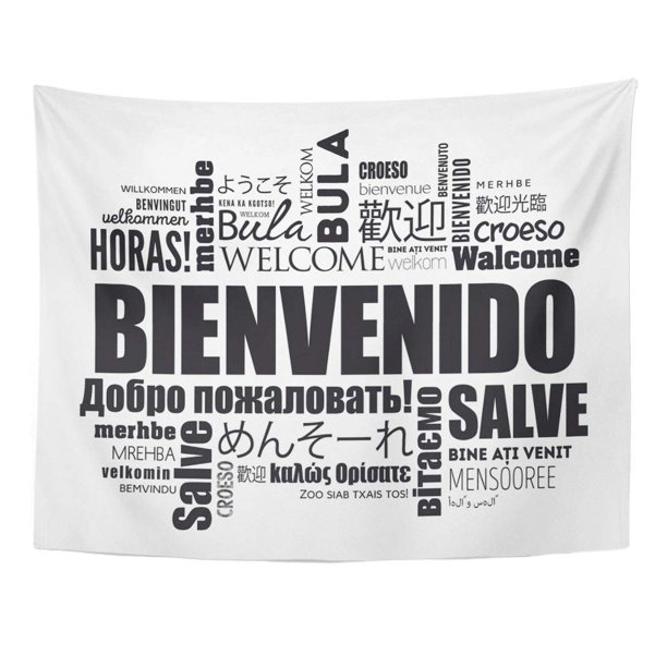 Zealgned Collage Bienvenido Welcome In Spanish Word Cloud Different Languages Conceptual Appreciation Wall Art Hanging Tapestry Home Decor For Living Room Bedroom Dorm 60x80 Inch Walmart Com Walmart Com