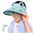 thumbnail image 3 of SGFCWSX Boys Sun Visor Hat USB Rechargeable Fan Wide Brim UV Protection Cute Adjustable Summer Outdoor Beach Hat for Kids Light Blue Free Size, 3 of 7