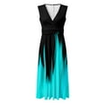 thumbnail image 5 of B91xZ Femmes Décontracté en Vrac Robe Soleil Occasionnel Flutter Sans Manches Cou Taille Élastique Étagé Robe Midi, Bleu Ciel L, 5 of 5
