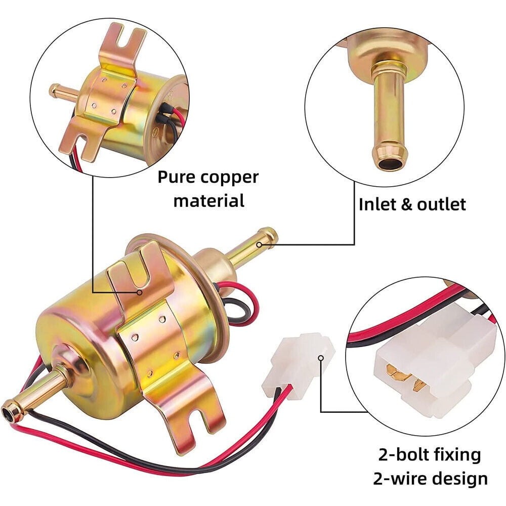 Universal 3-6PSI Gas Diesel Inline Low Pressure Electric Fuel Pump HEP-02A 24V