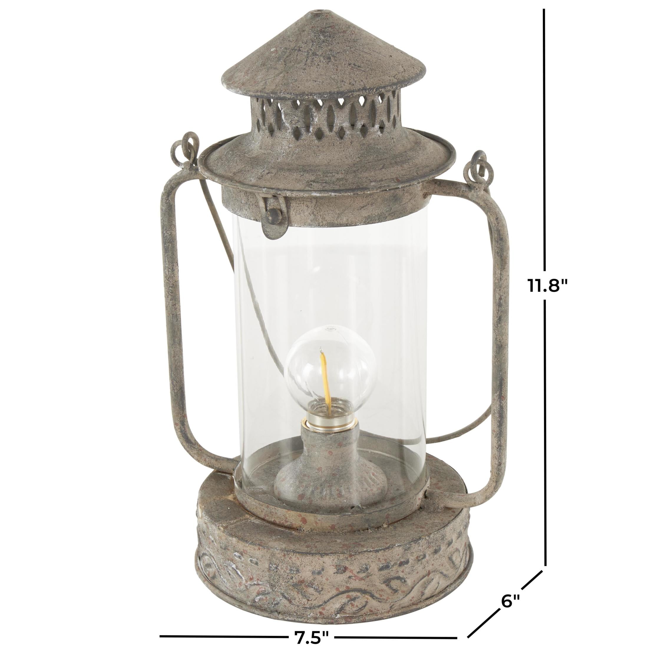 DecMode Bronze Metal Leaf Decorative Candle Lantern with Red Accents and Handle