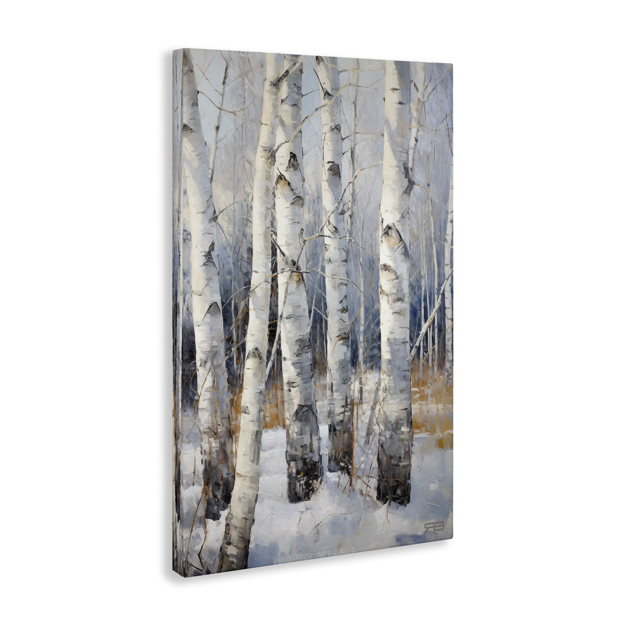 Stupell Industries Snowy Birch Forest Landscape Painting Gallery Wrapped Canvas Art Print Wall Art, 20 x 30