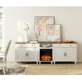 thumbnail image 3 of FITUEYES, Glass Farmhouse Fireplace TV Stand up to 75'', Highboy Entertainment Center with 5 Storages, Antique White, 3 of 7