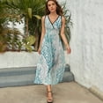 thumbnail image 3 of Summer Ocean Ombre Blue Coral Womens Night Club Maxi Dress V Neck Sleeveless Bohemia Long Dresses, 3 of 9
