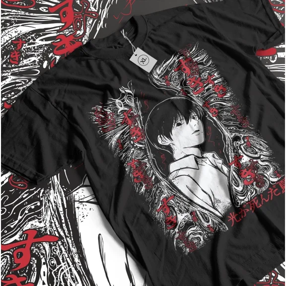 Reprint Rare Hikaru Kanji Anime T-Shirt The Summer Hikaru Died Yoshiki Anime Manga Gift Shirt