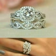 thumbnail image 2 of Fashion 2pcs/set 925 Silver Rings Jewelry Cubic Zircon Engagement Gifts Sz 6-10, 2 of 8