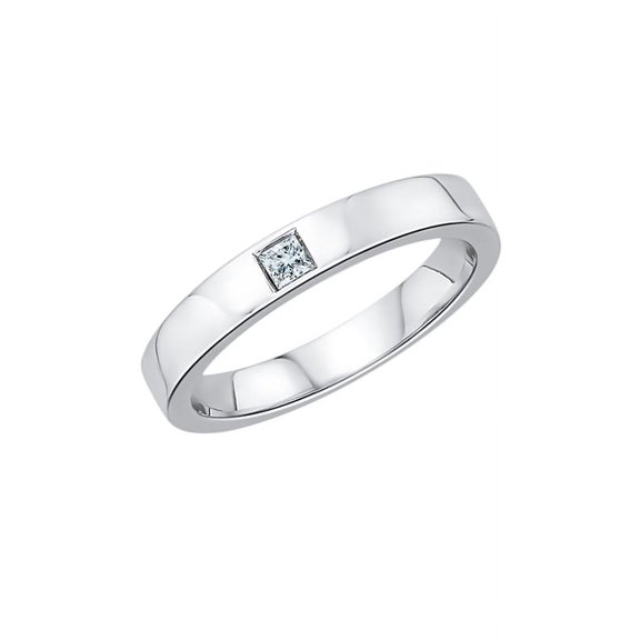 Princess Cut Diamond Wedding Band in 14K White Gold (1/10 cttwcttw, H-I, I2-I3)