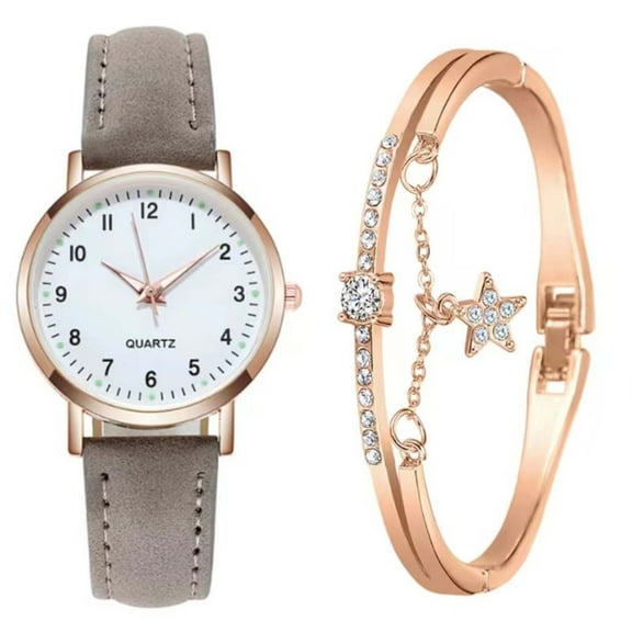 Smartwatch - Women's Classic Quartz Watch With Luminous Dial, Frosted Leather Strap, Retro Small Round Women's Watch With Bracelet