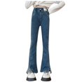 thumbnail image 2 of Spazoro Girls Flare Jeans, Fashion Baggy Elastic Waist with Pockets Straight Leg Denim Pants Blue Size 7-15, 2 of 3