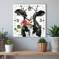 thumbnail image 6 of Black White Cow Wooden Wall Clock Silent Non Ticking, Spring Farmhouse Animals Printed Red Floral Square Wall Clocks Battery Operated, Decor Clock for Home Office, Living Room, Kitchen, 12 Inch, 6 of 9