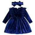 thumbnail image 2 of IDOPIP Toddler Girl Vintage Velvet Dress Wedding Christmas Party Dress Long Sleeve Fall Winter Clothes, 2 of 7