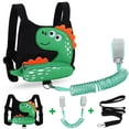 thumbnail image 1 of ZHAOCHENG (Negro) Arnés 3 en 1 para niños pequeños + muñequera antipérdida, lindo dinosaurio, arnés de seguridad para niños, pulsera para caminar, correa auxiliar para actividades al aire libre para n, 1 of 5