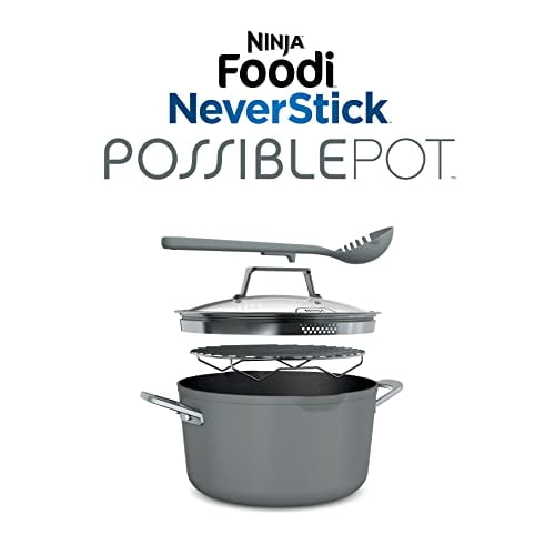Ninja CW202WH Foodi NeverStick PossiblePot, Premium Set with 7-Quart  Capacity Pot, Roasting Rack, Glass Lid & Integrated Spoon, Nonstick,  Durable & Oven Safe to 500°F, Vanilla Bean 