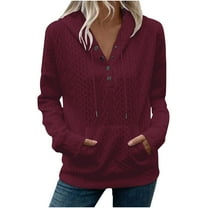 Enjoytime Hoodies for Women 2025 Fashion Fall V Neck Button Down Long Sleeve Sweatshirts Casual Loose Pullover Tops