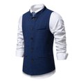 thumbnail image 5 of VNKIDY Men Outerwear Vests Classic Retro Stand Collar Sleeveless Vest Solid Color Button Gilet For Formal Casual Layered Vest Garment Classic Outerwear, 5 of 9