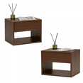 thumbnail image 3 of Set of 2 Hanging Nightstand with Open Shelf, Wall-mounted Wood Floating End Table for Bedroom Living Room, Walnut, 3 of 8