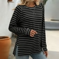 thumbnail image 4 of Shirts for Women Dressy Casual Striped Color Block Long Sleeve Round Neck Pullover Tee Tops Regular Fit Workout Blouses 2025 Trendy Clothes, 4 of 9