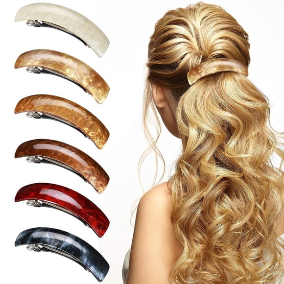 6 Pcs Hair Barrettes For Women, Simple Automatic Hair Clip French Clip Barrettes for Women Ladies
