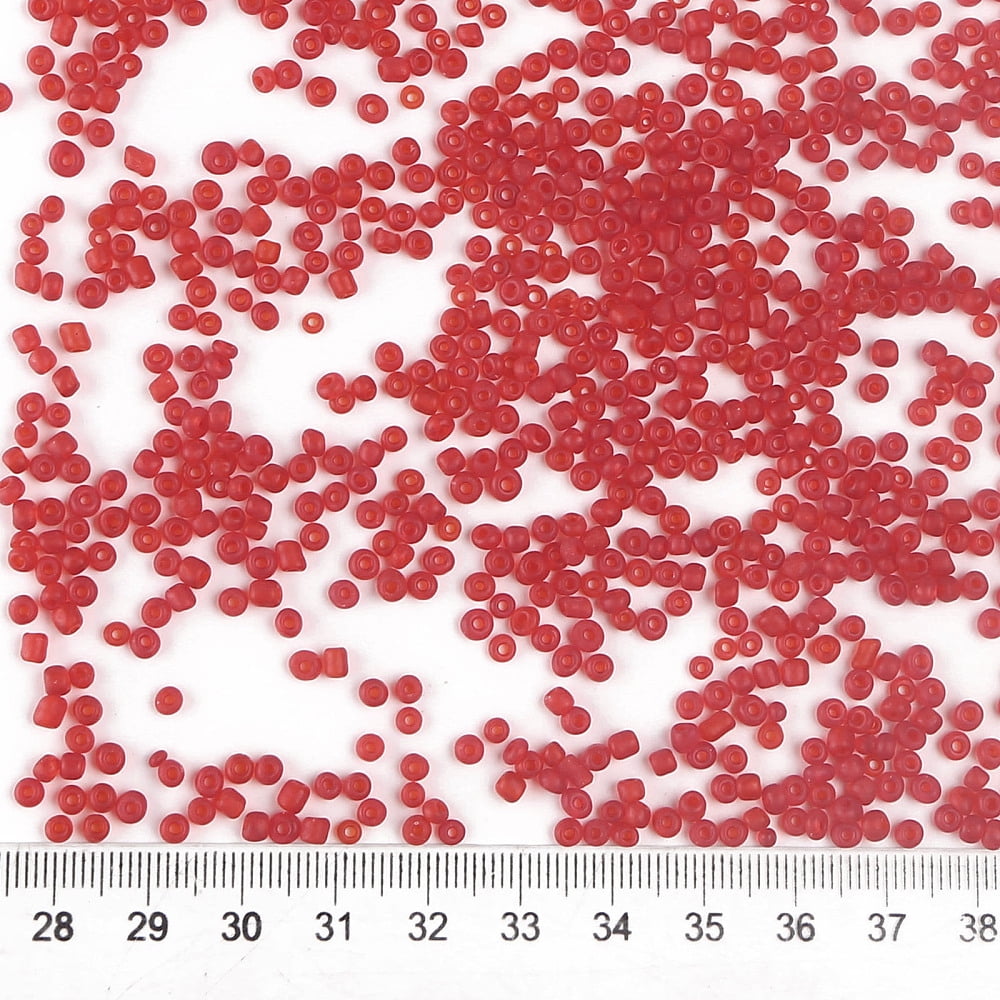 Glass Seed Beads Frosted Colors Round Red 3mm