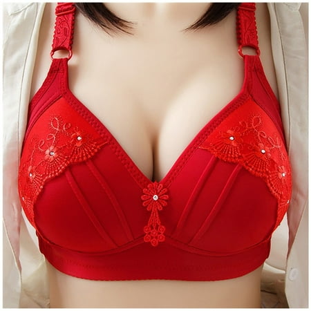 

sebulube Womens Plus Size Bra No Steel Ring With Chest Pad Sexy Comfort Bra