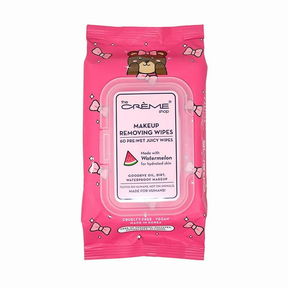 The Crme Shop Toallitas desmaquillantes hechas con sandía para piel hidratada (60 toallitas jugosas prehúmedas)