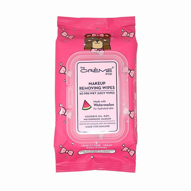 The Crme Shop Toallitas desmaquillantes hechas con sandía para piel hidratada (60 toallitas jugosas prehúmedas)
