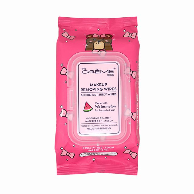 The Crme Shop Toallitas desmaquillantes hechas con sandía para piel hidratada (60 toallitas jugosas prehúmedas)