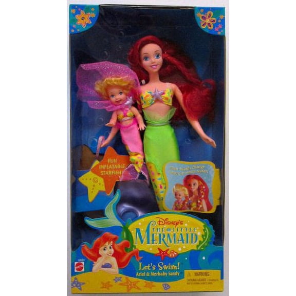 The Little Mermaid Let's Swim Ariel and Merbaby Sandy 1997 Mattel #18929