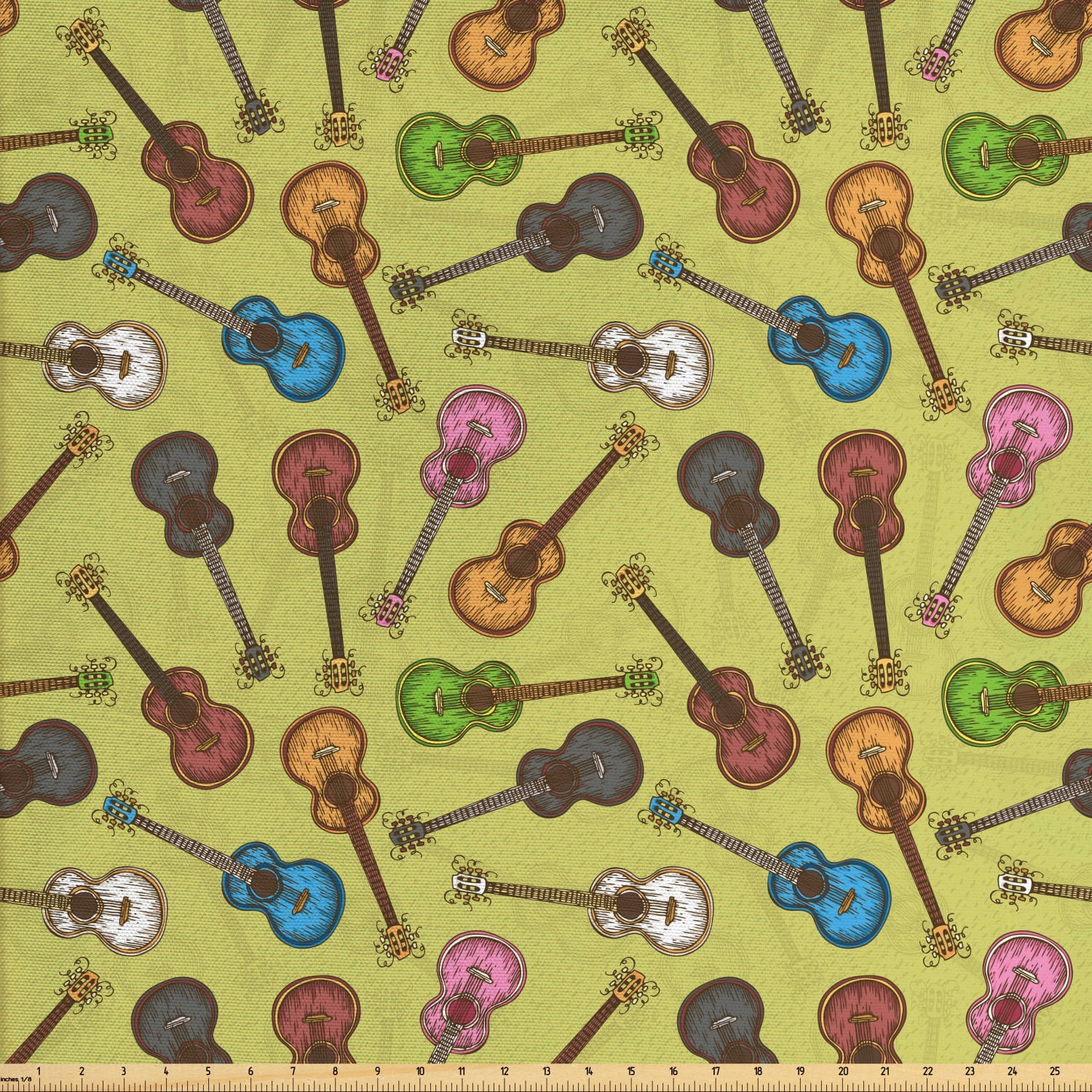 Guitar Fabric by The Yard, Wooden Acoustic Guitar in Different Colors ...