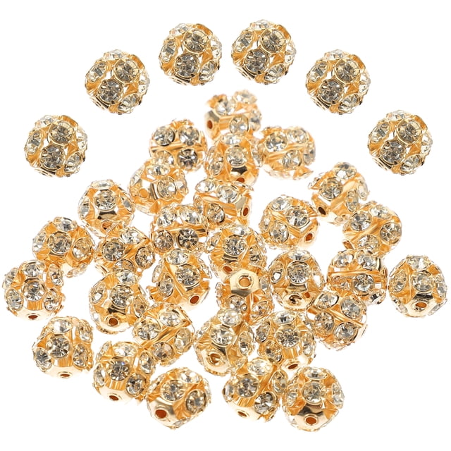 Miangastore 90pcs Diy Jewelry Making Beads Spacer Beads Loose Beads Inlaid with Rhinestone
