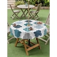 thumbnail image 4 of Outdoor Tablecloths with Umbrella Hole & Zipper, Bohemia Round Tablecloth 54 Inch, Vintage Moroccan Geometric Pattern Blue Green Gray Waterproof Table Cloth, Patio/Pool/Picnic Table Covers, 4 of 8