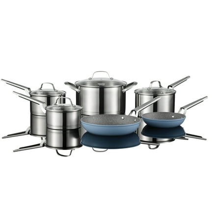 

THE ROCK by Starfrit 034820-001-0000 10-Piece Stainless Steel Cookware Set with Fry Pans