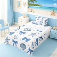thumbnail image 3 of Manfei White Blue Seashell Starfish Bow Twin Sheet Sets for Kids Girls, Sea Animal Bedding 3-Piece, 1 Flat Sheet, 1 Fitted Sheet and 1 Pillowcase, 3 of 6