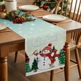 thumbnail image 3 of Teal Snowman Christmas Dresser Scarf Farmhouse, Dining Table Decorations for Wedding/Parties, Xmas Tree Snowflake Elk Winter Table Runner 90 Inches Long for Kitchen Dining, 13 x 90 In, 3 of 9