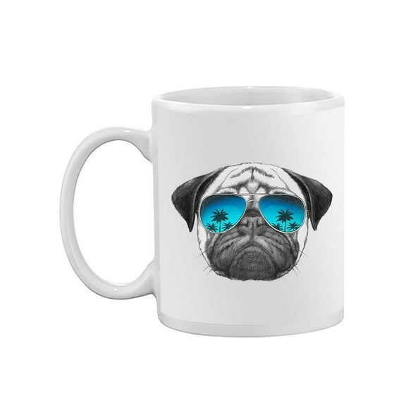 Palms Reflected In Pugs Glasses Mug -Image by Shutterstock,