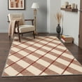 thumbnail image 3 of 5x7 Area Rugs for Living Room Machine Washable Non Slip Low Pile Lightweight Indoor Rug for Bedroom, Farmhouse Decor with Diagonal Check Pattern, Rust Cream, 3 of 5